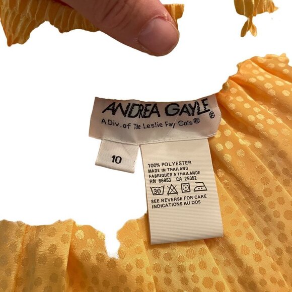 Andrea Gayle Vintage Womens Skirt Set Size 10 Pleated Yellow Polka Dot - Picture 8 of 11